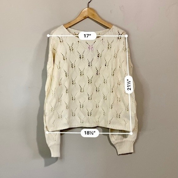Wild Fable Women’s Cropped Long Sleeve Open Knit Chunky Sweater Cream NWT - Picture 7 of 7